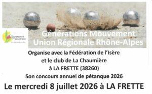 Lire la suite à propos de l’article Concours de Pétanque URRA 2026 à LA FRETTE le 8 juillet