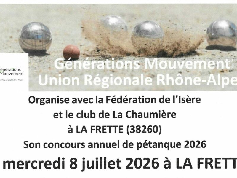 Concours de Pétanque URRA 2026 à LA FRETTE le 8 juillet